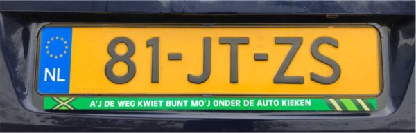 Kentekenplaat sticker A-j de weg kwiet bunt mo'j onder de auto kieken - Afbeelding 3