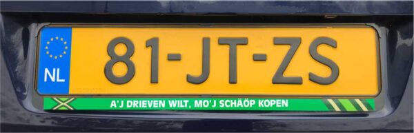 Kentekenplaat sticker A-j drieven wilt, mo'j schaop kopen - Afbeelding 3