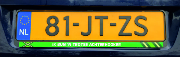 Kentekenplaat sticker Ik bun 'n trotse Achterhooker - Afbeelding 3