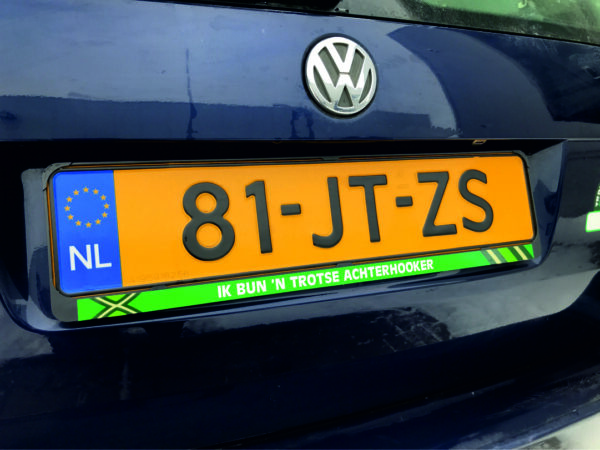 Kentekenplaat sticker Ik bun 'n trotse Achterhooker